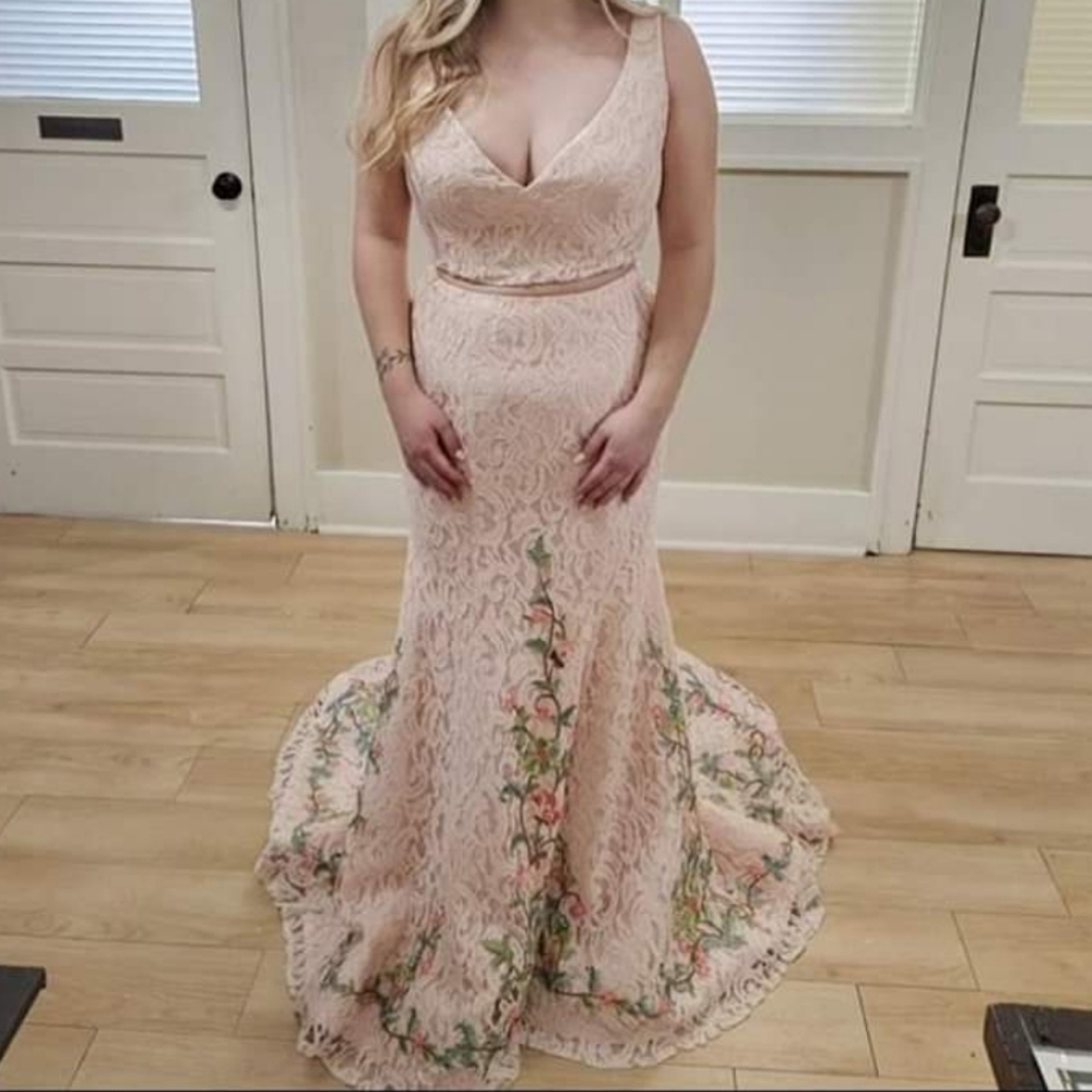 NWT Size 12/14 Pink Two Piece Sherri Hill Gown - Picture 5 of 8